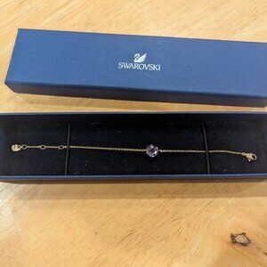Swarovski Crystal Gold Tone Bracelet-Light Purple Stone